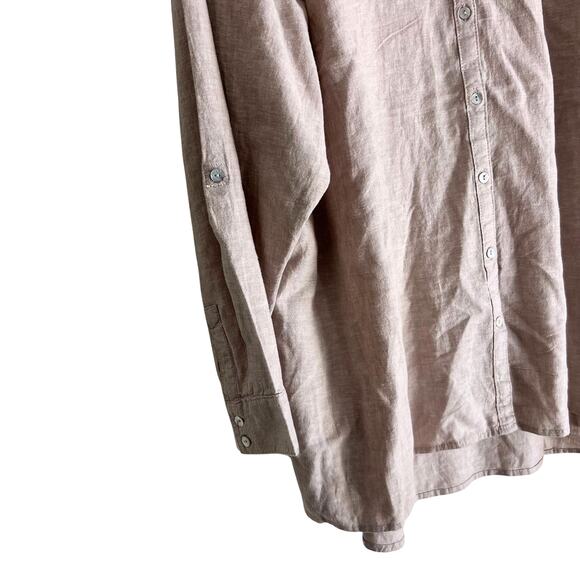 Sigrid Olsen Linen Blend Button Down Shirt 3X Neutral Beige Lightweight Top - Picture 4 of 7